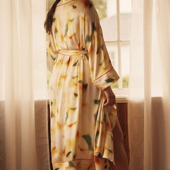 New Anthropologie LyreBird Satin Maxi Robe - Picture 4 of 4